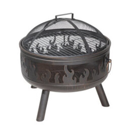 Loops Premium Round Fire Pit Wood Burner And Bbq Grill Set With Weatherproof Cover For Outdoor Dining - thumbnail 7