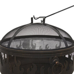 Loops Premium Round Fire Pit Wood Burner And Bbq Grill Set With Weatherproof Cover For Outdoor Dining - thumbnail 5