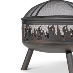 Loops Premium Round Fire Pit Wood Burner And Bbq Grill Set With Weatherproof Cover For Outdoor Dining - thumbnail 3