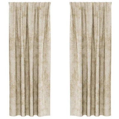 Berkfield Classic Curtain With Curtains 2 Pcs Cream 225 X 140 Cm Velvet - image 1