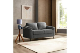 Home Detail Jack 2 Seater Sofa With Metal Legs, Dark Grey Boucle Fabric - thumbnail 1