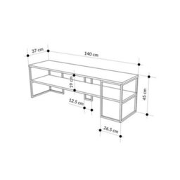 Decortie Modern Tv Unit 140Cm Open Shelf Design W/plywood Edge, Black Metal Frames Tv Stand Up To 55' Tvs Living Room,natural Oak - thumbnail 3