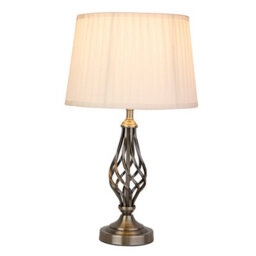 Lighting Supermarket Queenswood Traditional Barley Twist Table Lamp With Ivory Pleated Shade - Antique Brass - thumbnail 2
