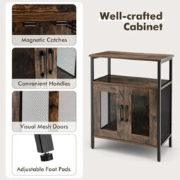 Costway Industrial Wine Bar Cabinet Kitchen Storage Sideboard W/ Wine Rack & Glass Holders - thumbnail 7