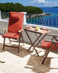 Beliani Set Of 2 Garden Chairs With Cushions Amantea Premium Acacia Wood Red - thumbnail 2