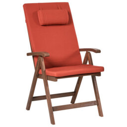 Beliani Set Of 2 Garden Chairs With Cushions Amantea Premium Acacia Wood Red - thumbnail 4