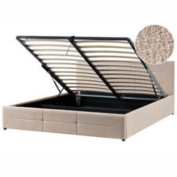 Beliani Ottoman Bed Boucle Massognes 180 X 200 Cm Beige - thumbnail 1