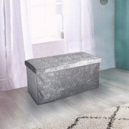 Home Republic Crushed Velvet  Storage Ottoman - Two Seater Silver - thumbnail 4