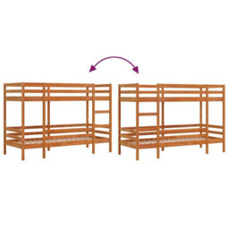 Berkfield Bunk Bed Without Mattress Wax Brown 75X190 Cm Small Single Solid Wood Pine - thumbnail 8