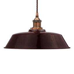 Burgundy Red Chancery Painted Dome Pendant Light With Antique Copper Lamp Holder And Brown Twisted Cable - Se Home