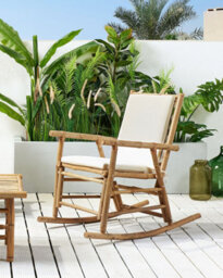 Beliani Garden Rocking Chair Frigole Bamboo Brown - thumbnail 2