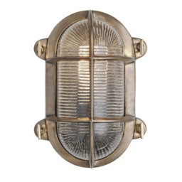 Industville Bulkhead Outdoor & Bathroom Oval Wall Light - 6 Inch, Brass