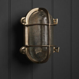 Industville Bulkhead Outdoor & Bathroom Oval Wall Light - 6 Inch, Brass - thumbnail 3