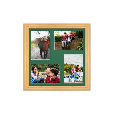 AK Frames 12X12 Light Oak Classic Multi Photo Frame With Emerald Mount - Holds 4 Apertures (4X) 6X4 Photos - image 1