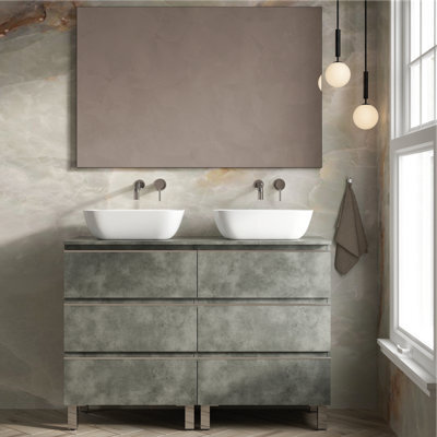 Banyetti Vatilla 1200mm Floorstanding Vanity Unit With Matching Worktop - Cemento Grey - image 1