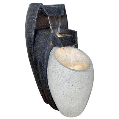 Outdoor Living UK Solar 3 Flowing Vases Contemporary Water Feature Without Cover