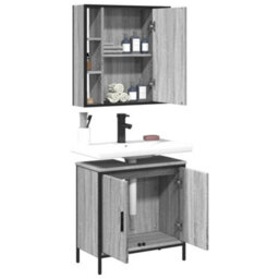 Berkfield 2 Piece Bathroom Furniture Set Grey Sonoma Engineered Wood - thumbnail 4
