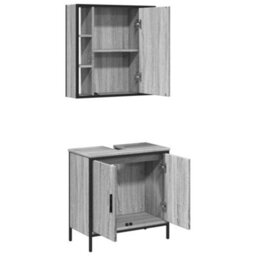 Berkfield 2 Piece Bathroom Furniture Set Grey Sonoma Engineered Wood - thumbnail 5