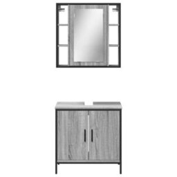 Berkfield 2 Piece Bathroom Furniture Set Grey Sonoma Engineered Wood - thumbnail 6