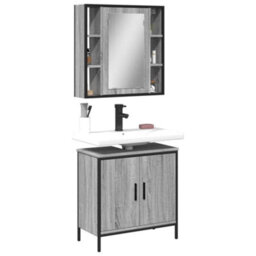 Berkfield 2 Piece Bathroom Furniture Set Grey Sonoma Engineered Wood