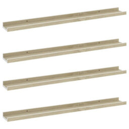 Berkfield Wall Shelves 4 Pcs White And Sonoma Oak 80X9X3 Cm - thumbnail 2