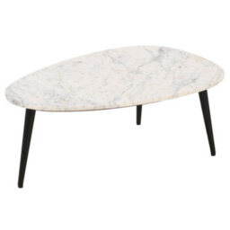 Wyld Haus Alabama White Marble Oval Coffee Table With Black Hairpin Legs - thumbnail 5