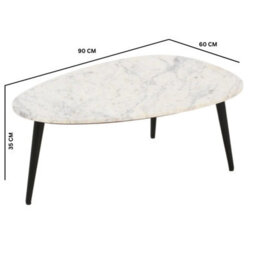 Wyld Haus Alabama White Marble Oval Coffee Table With Black Hairpin Legs - thumbnail 4