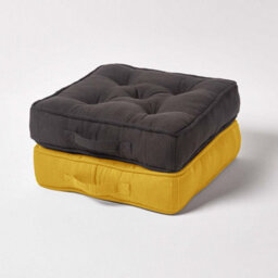 Homescapes Rajput Ribbed Cotton Floor Cushion Yellow - thumbnail 6
