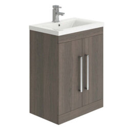 Plum&clay Novela Dark Wood Floor Standing Vanity Unit With Ceramic Basin (W)515mm - thumbnail 1