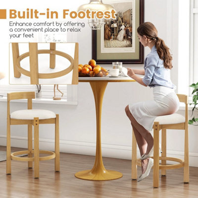 Wood High Barstools 62Cm Counter Height Bar Stools Set Of 2-Beige - image 1
