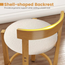 Wood High Barstools 62Cm Counter Height Bar Stools Set Of 2-Beige - thumbnail 4