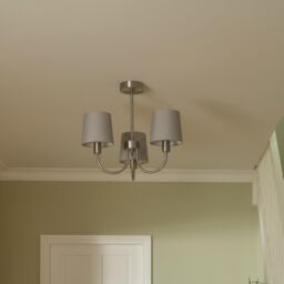 GoodHome Nunbird Satin Fabric & Metal Grey Silver Effect 3 Lamp Led Ceiling Light - thumbnail 7