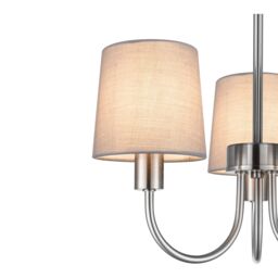 GoodHome Nunbird Satin Fabric & Metal Grey Silver Effect 3 Lamp Led Ceiling Light - thumbnail 6