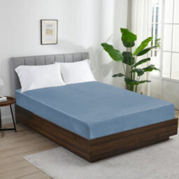Ameha Jersey Fitted Sheets King Size Extra Deep 30Cm Bed Sheets Anti Allergic Cotton Fitted Washed Blue Bedsheet 150 X 200 Cm - thumbnail 2
