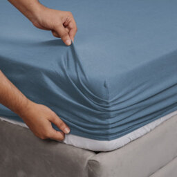 Ameha Jersey Fitted Sheets King Size Extra Deep 30Cm Bed Sheets Anti Allergic Cotton Fitted Washed Blue Bedsheet 150 X 200 Cm - thumbnail 6