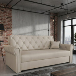 Viva Roma Iv Living Room Sofa Bed With Storage Polyurethane Foam Hr Foam Wave Spring Metal Legs 188X85X98Cm Beige