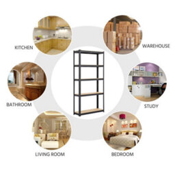 Yaheetech Set Of 2 Metal Storage Shelf For Garage Living Room Black - thumbnail 5