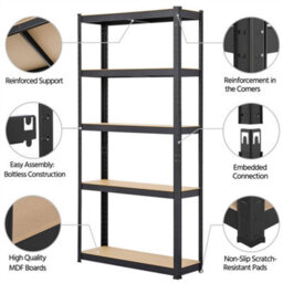 Yaheetech Set Of 2 Metal Storage Shelf For Garage Living Room Black - thumbnail 4