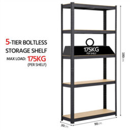 Yaheetech Set Of 2 Metal Storage Shelf For Garage Living Room Black - thumbnail 3