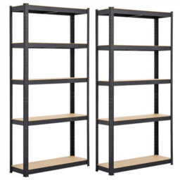 Yaheetech Set Of 2 Metal Storage Shelf For Garage Living Room Black - thumbnail 2