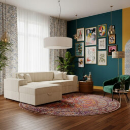 Santos L Corner Sofa Bed For Living Room Chipboard Frame Polyurethane Foam Wave Springs 253X166X79 Cm Cream Left - thumbnail 2