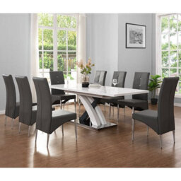 Furniture in Fashion Axara Large Extending Grey Dining Table 8 Vesta Grey Chairs - thumbnail 1