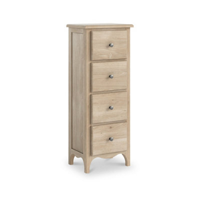 Celine Washed Oak 4 Drawer Tallboy Chest Fully Assembled - By Roseland Furniture - image 1