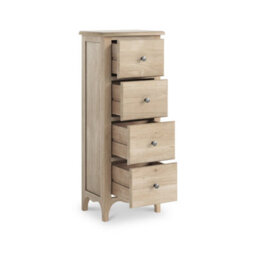 Celine Washed Oak 4 Drawer Tallboy Chest Fully Assembled - By Roseland Furniture - thumbnail 5