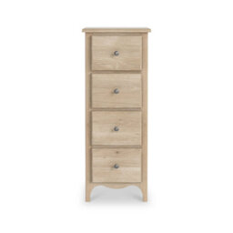 Celine Washed Oak 4 Drawer Tallboy Chest Fully Assembled - By Roseland Furniture - thumbnail 4