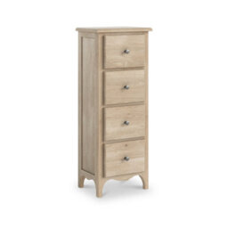 Celine Washed Oak 4 Drawer Tallboy Chest Fully Assembled - By Roseland Furniture