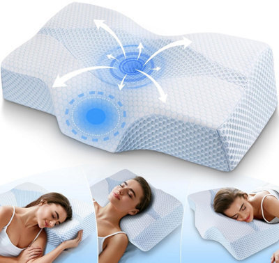 Memory Foam Neck Support Pillow For Shoulder Pain Sleeping: Orthopedic Cervical Pillow-Ergonomic Side Sleeper Pillow-Contour Bed