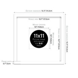 "11X11"" White Picture Frame - 11X11"" Square Frame With 8X8"" Mount For 11X11""/8X8"" Pictures Moderrn Style Thin Edge, 1 Pack" - thumbnail 2