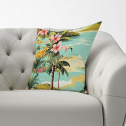 Warren Reed Designer Palm Trees And Hibiscus Cushions 33Cm X 48Cm - thumbnail 2