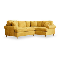 Alfie Gold Left Hand Corner Sofa For Living Room - Fully Assembled By Roseland Furniture - thumbnail 1